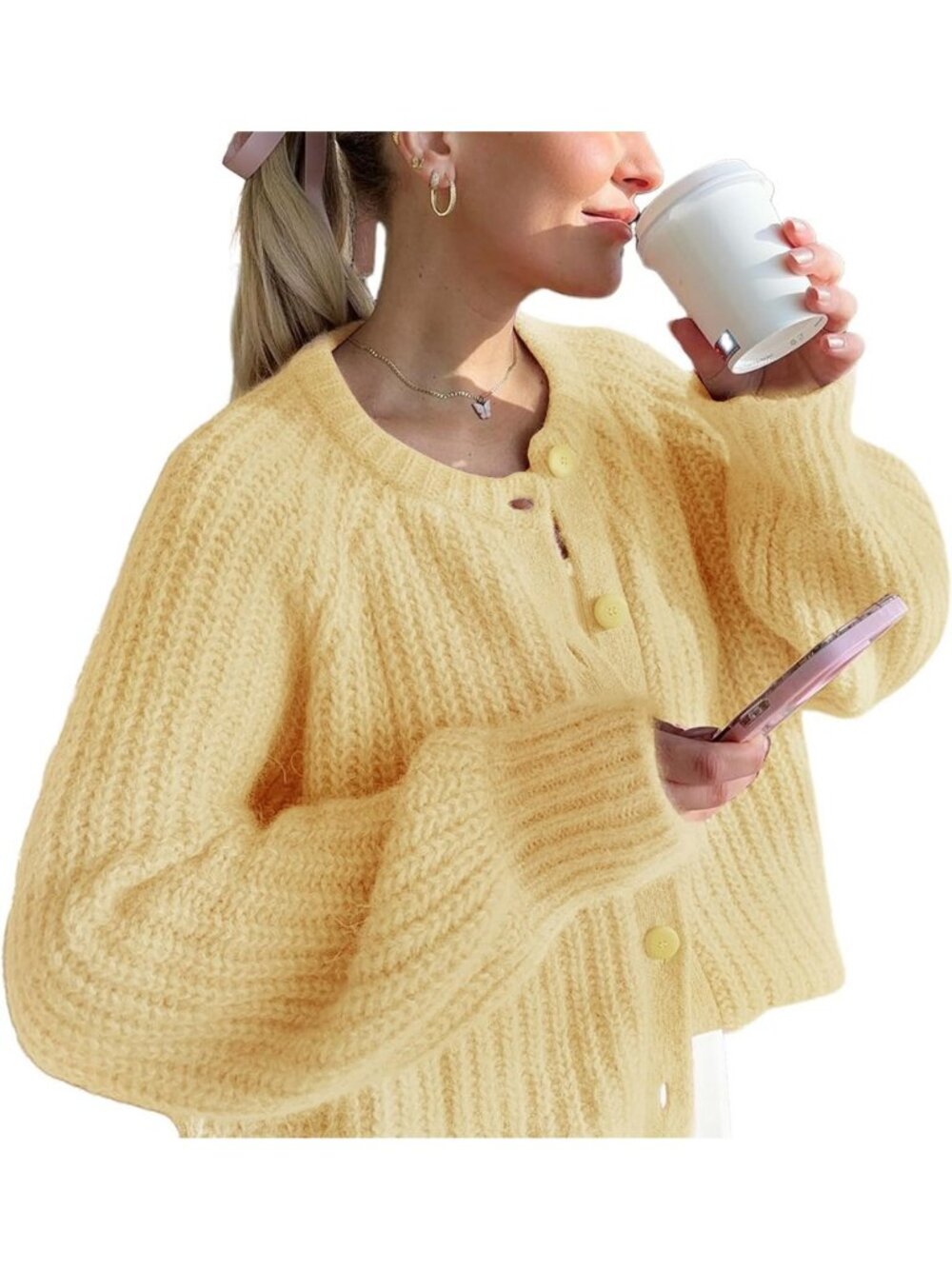 Cozy Chunky Knit Cardigan Sweater - Button Down, Long Sleeve, Open Front, Casual